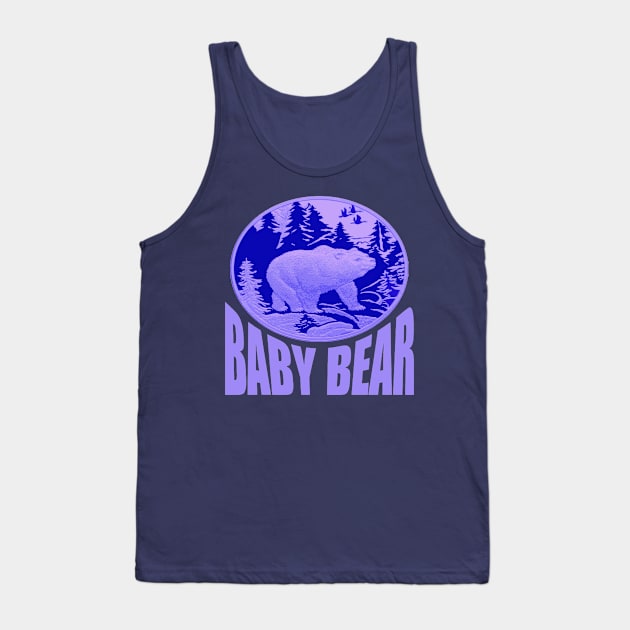 Blue Woodland Baby Bear Camping Cub Tank Top by taiche